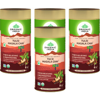                       Organic India Tulsi Masala Chai 100 GM Tin- (Pack Of 4)                                              