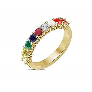                       Natural Navratna Ring Original Nav gemstone ring gold plated ring by CEYLONMINE                                              