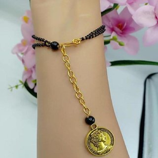                       Queen Elizabeth Printed Coin Pendant Mangalsutra Bracelet                                              