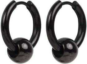 Men Style Punk Ball Circle Ring Piercing Earrings Christmas Gift Black Stainless Steel Hoop Earring