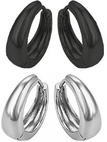 Men Style Men Jewellery Sterling Silver Black  Stainless Steel Hoop Earring