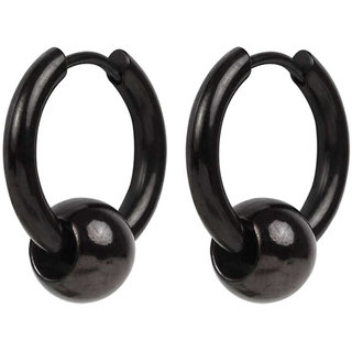 Men Style Punk Ball Circle Ring Piercing Earrings Christmas Gift Black Stainless Steel Hoop Earring