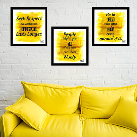 Colorful set of 3 Motivational Poster Framed for Home Office Studio and Gallery I 11 x 11 Inches I Quote - Seek Respect