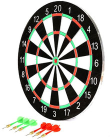 Planet of Toys Double faced 17 inch portable dart board with 6 Darts Set For Kids Children.