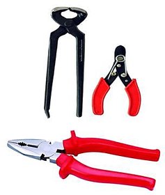 Bizinto 3 Hand Tool Set- Pincer, Combination plier and Wire Cutter