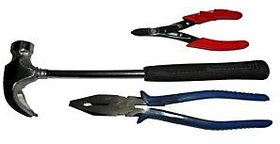 Bizinto 3 Hand Tool Set - Rubber grip Steel Hammer, Plier and Wire Cutter