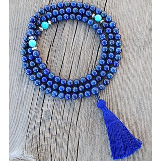 Blue Hakik Agate Mala 108 Bead Hand Knotted Mala For Meditation Prayer Yoga
