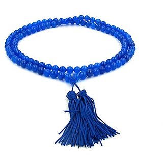                       Blue Crystal Agate for Shani 108 and 1 Beads Japa Mantras Neela Mankas Hakik Mala for Women and Men                                              