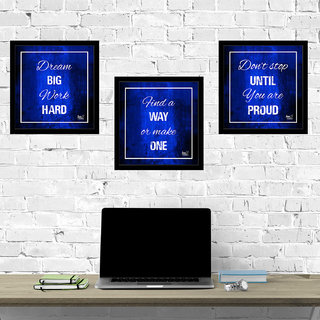Colorful set of 3 Motivational Framed Poster for Home, Office, Studio and Gallery I 11 x 11 Inches I Quote - Dream Big