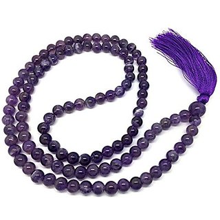                       Original  Lab Certified Stone Jamuniya/Amethyst mala For Unisex By CEYLONMINE                                              