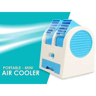 UKANI USB and Battery Powered Mini Portable Dual Blower Desk Table Air Cooler Fan