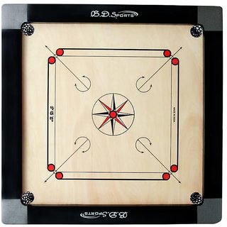 Large Size Wooden Round Pocket Imported Carrom Board 34 inches (1 Carrom board + 1 COINSE+ 1 Striker + 1pouch of powder)