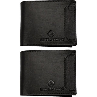 Mens Black Artificial Leather Wallet With Card Holder