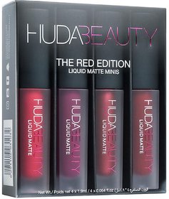 Huda Beauty Matte Minis Red Edition Liquid Lipstick Set Of 4