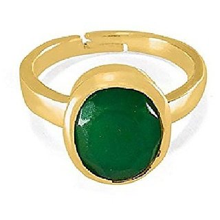                       Emerald/Panna 6.25 Ratti Gold Plated Ring Lab Certified Stone Panna Ring By CEYLONMINE                                              