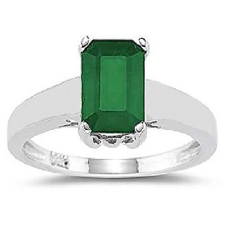                       5.25 Ratti Emerald Ring Silver Plated GLI LAB Certified Stone Panna Ring For Unisex BY CEYLONMINE                                              