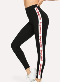 Code Yellow Women's Girl's Stretchable Supreme   Letter Printed Leggings / Gym Wear /Yoga Wear /Sport's Wear