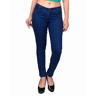 FLORONA Slim Fit Streachable Ladies Jeans-Dark Blue