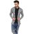 Paddle Up Light Grey Solid Cotton Shrug for Men