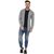 Paddle Up Light Grey Solid Cotton Shrug for Men