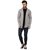 Paddle Up Light Grey Solid Cotton Shrug for Men