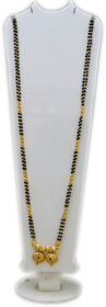 RADHEKRISHNA GOLDEN ALLOY 24 MANGALSUTRA OF BEAUTIFUL DESIGNER PENDANT WITH 2 LINE  BLACK BEADS GOLDEN MEENA CHAIN