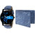 LORENZ CM-2014WL-05 Combo ofMen's Black Dial Analogue Watch and Blue Denim Wallet