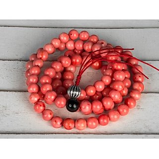                       Natural Coral Rosary Red Coral Rosary Moonga/Munga Mala 108+1 Beads (8 mm)                                              