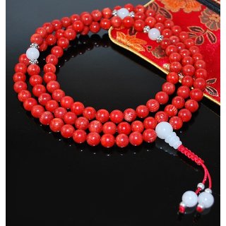                       Red Coral/Moonga Mala 108+1 (5-6 Mm Beads) Knotted Mala For Japa For Unisex                                              