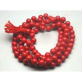                       Red Coral 8 mm Size 108+1 Beads Mala                                              