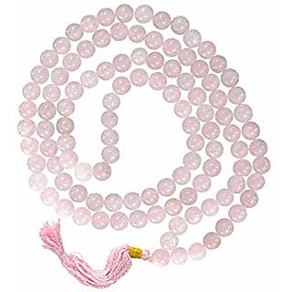                       Rose Quartz Mala Round Beads Crystal Mala for Women and Girls   Pink Quartz Mala I Stone Rose Quartz  Color Pink  Rose Quartz is considered to radiate and attract energy of Love, Peace and Harmony                                              
