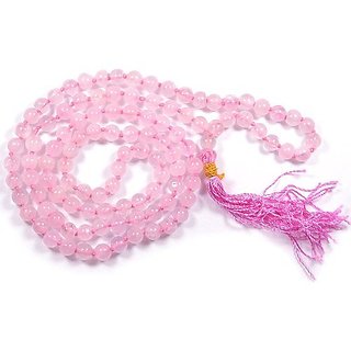                       Rose Quartz Mala Round Beads Crystal Mala for Women and Girls   Pink Quartz Mala I Stone Rose Quartz  Color Pink  Rose Quartz is considered to radiate and attract energy of Love, Peace and Harmony                                              