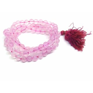                       Rose Quartz 108 Round Beads Crystal Stone Mala Reiki Chakra Healing Gemstone for Unisex (Couples  Relationship)                                              