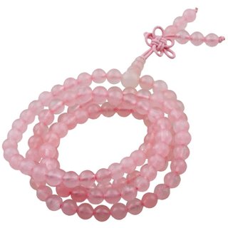                       Pink Crystal Spiritual Energized Natural Gemstones Healing Rose Quartz Beads Mala for Men and Women                                              