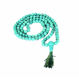                       Turquoise (Firoza) 108 Bead Healing Crystal Mala (Bead Size 6 MM)                                              