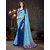 Sutram Printed Blue Chiffon Saree with Blouse Piece