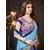 Sutram Printed Blue Chiffon Saree with Blouse Piece