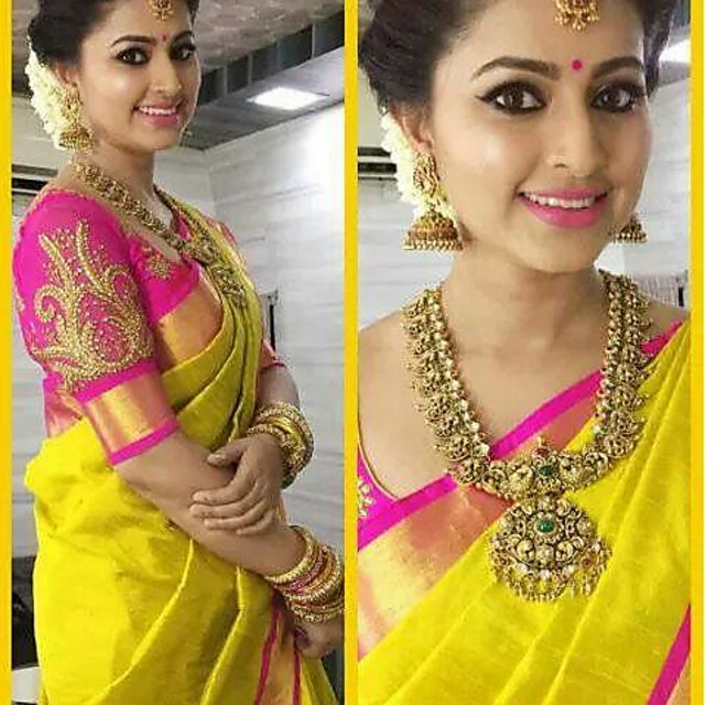 Modern Taffy Pink Art Silk Saree With Lemon Yellow Border Indian Designer  Wedding Saree Fancy Embroidery Work Heavy Blouse GIFT Her - Etsy | Silk saree  blouse designs, Unique blouse designs, Unique blouse